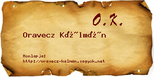 Oravecz Kálmán névjegykártya
